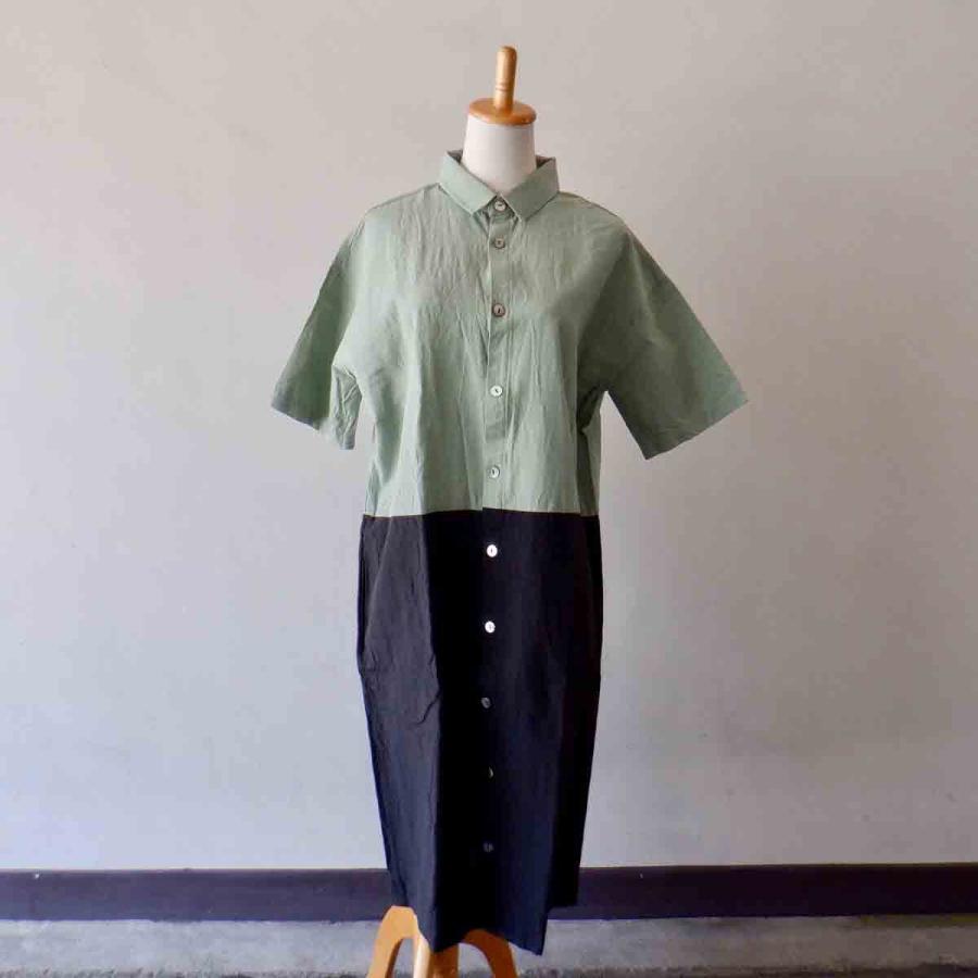 再入荷】YAMMA ヤンマ産業 会津木綿 ツートンワンピース att-op 再入荷】YAMMA ヤンマ産業 会津木綿 ツートンワンピース att-op