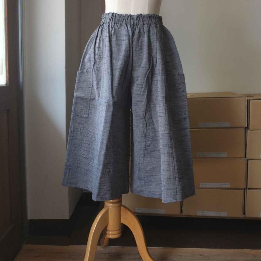 【超美品】ヤンマ産業 会津木綿 キュロット ガウチョパンツ 綿100% 日本製 YAMMA】会津木綿 キュロットガウチョパンツ