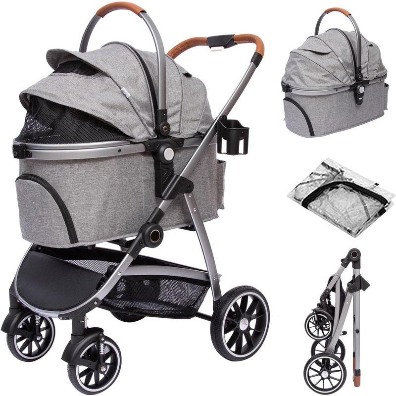 PETTOM ペットカート ベビーカー 犬 バギー アルミ製 分離型 対面式 小型犬 中型犬 猫 多頭 カート 軽量コンパクト ワンタッチ ペットカート ベビーカー 犬 バギー アルミ製 分離型 対面式 小型犬 中型犬 猫 多頭 カート 軽量コンパクト ワンタッチ