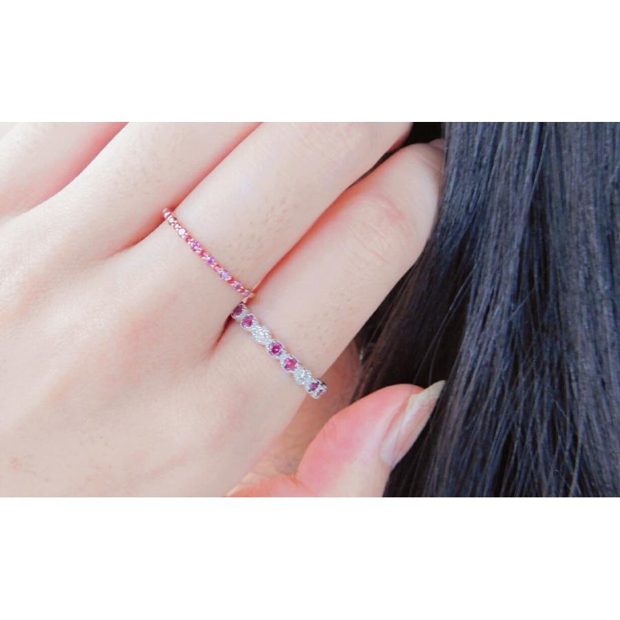 グレープガーネット レッドスピネル エタニティーリング イエローゴールド シンプル 華やか おしゃれリングの画像