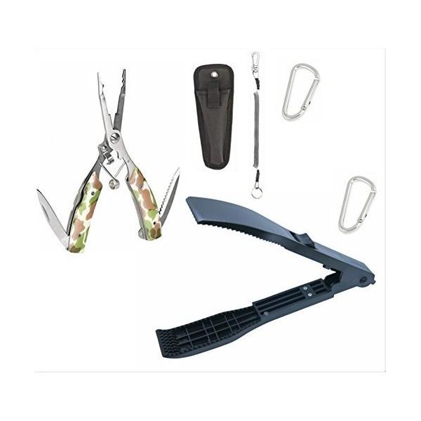 Smart.R 【手がヌメらない6点セット】 多機能 プライヤー + 魚つかみ +落下防止品TS-9 (黒)