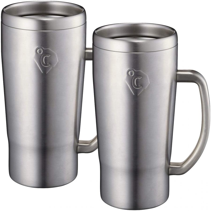 2個 ドウシシャ フリージングタンブラー ジョッキ 600ml 氷点下に冷やす 冷却保冷 マット シルバー 氷点下 ステンレス 夏 (SG) | 