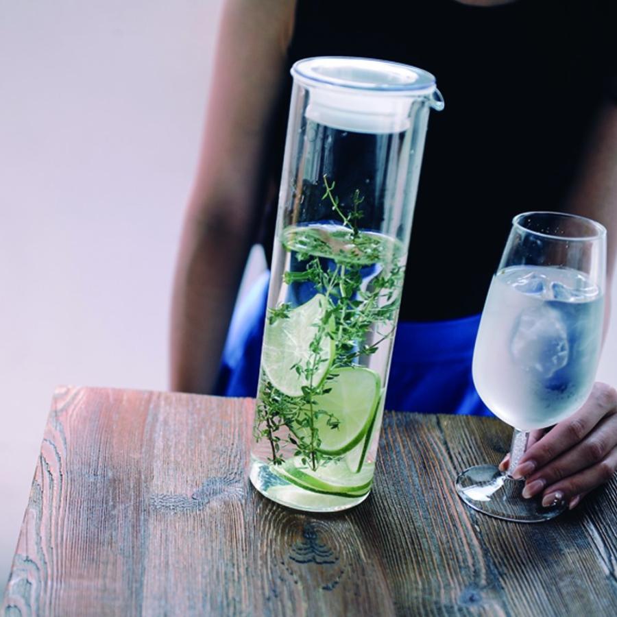 HARIO ハリオ ストレート ジャグ えくぼ ホワイト 1000ml 1L ピッチャー SJE-10-TW ガラス 透明 インスタ映え (08) | HARIO | 01