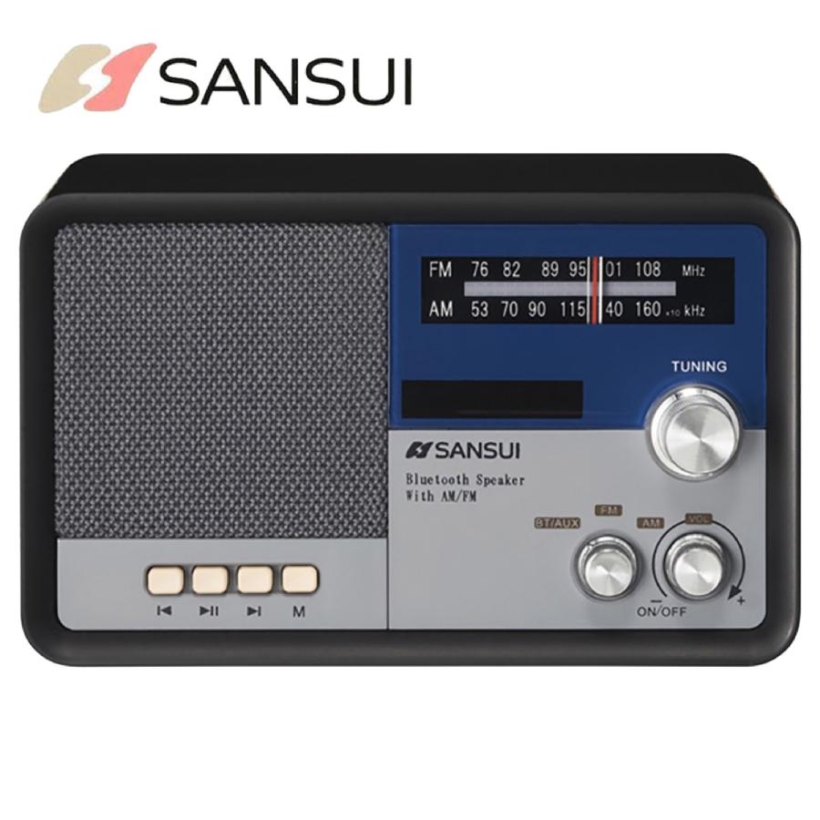 SANSUI サンスイ MSR-1 BK AM FM ラジオ スピーカー ブラック Bluetooth iPhone スマホ 対応レトロ オーディオ (F) | 