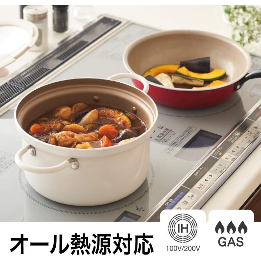 evercook エバークック 両手鍋 20cm EACS20IV IH対応 アイボリー ガラス蓋付き カレー鍋 シチュー鍋 インスタ (F) |  | 04
