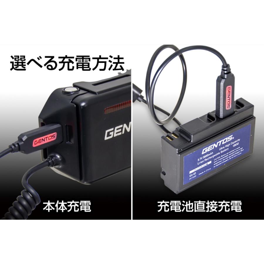 GENTOS GH-100RG Gシリーズ LED ヘッドライト ヘッドランプ USB充電式 単3形電池 ジェントス (F) | GENTOS | 07