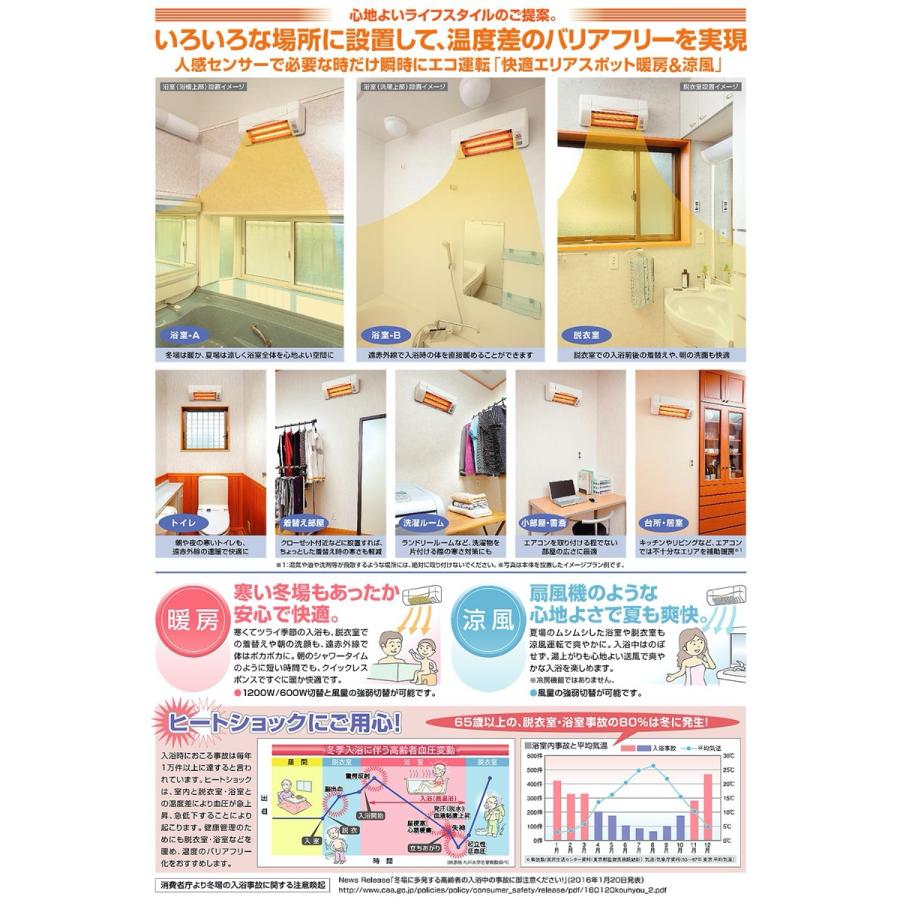 TSK SDG-1200GSM 高須産業 涼風 暖房機 脱衣所 トイレ 小部屋 涼風機能付き (12) | 高須産業 | 03