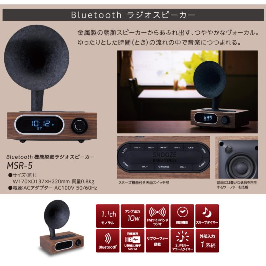 SANSUI MSR-5 サンスイ Bluetooth ラジオスピーカー FM ラジオ 10W アサガオホーン 昭和 レトロ (08) |  | 02