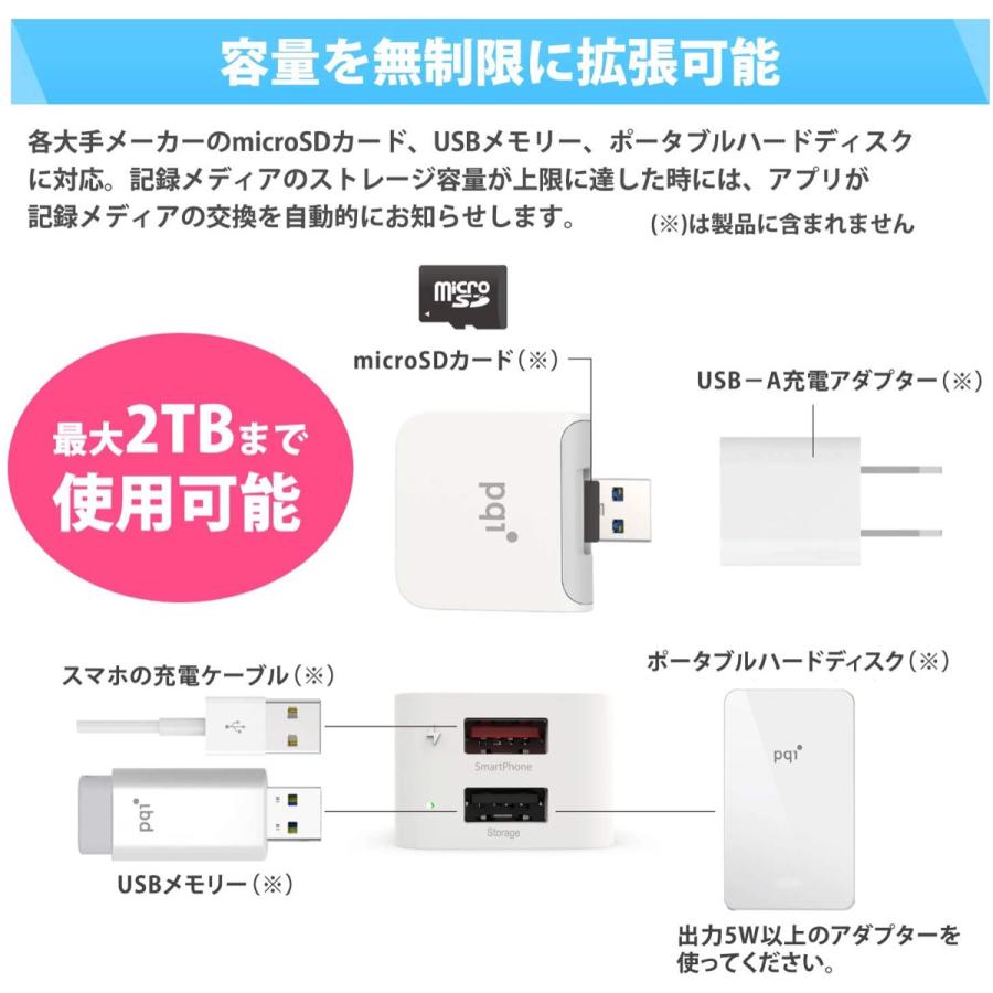 PQI アイキューブ  iPhone Android 両対応 自動バックアップ MFi認証 PC不要 ICB-WH (2C) | PQI | 06