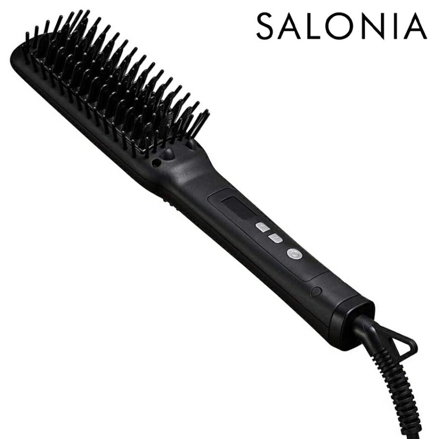 サロニア SL-012BKS スリム ストレートヒートブラシ 誤作動防止 マイナスイオン SALONIA I-ne (08) | 