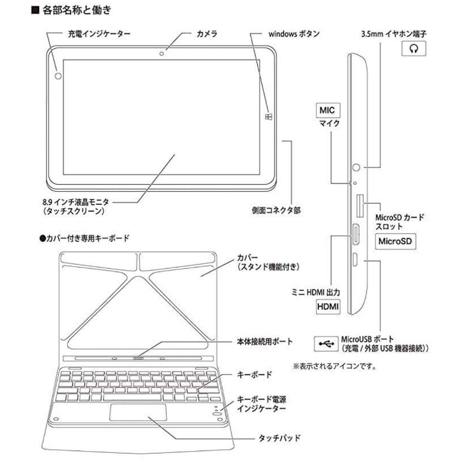 M-WORKS MW-WPC01 8.9インチ タブレット WindowsPC 2in1 日本語キーボード(10) |  | 05