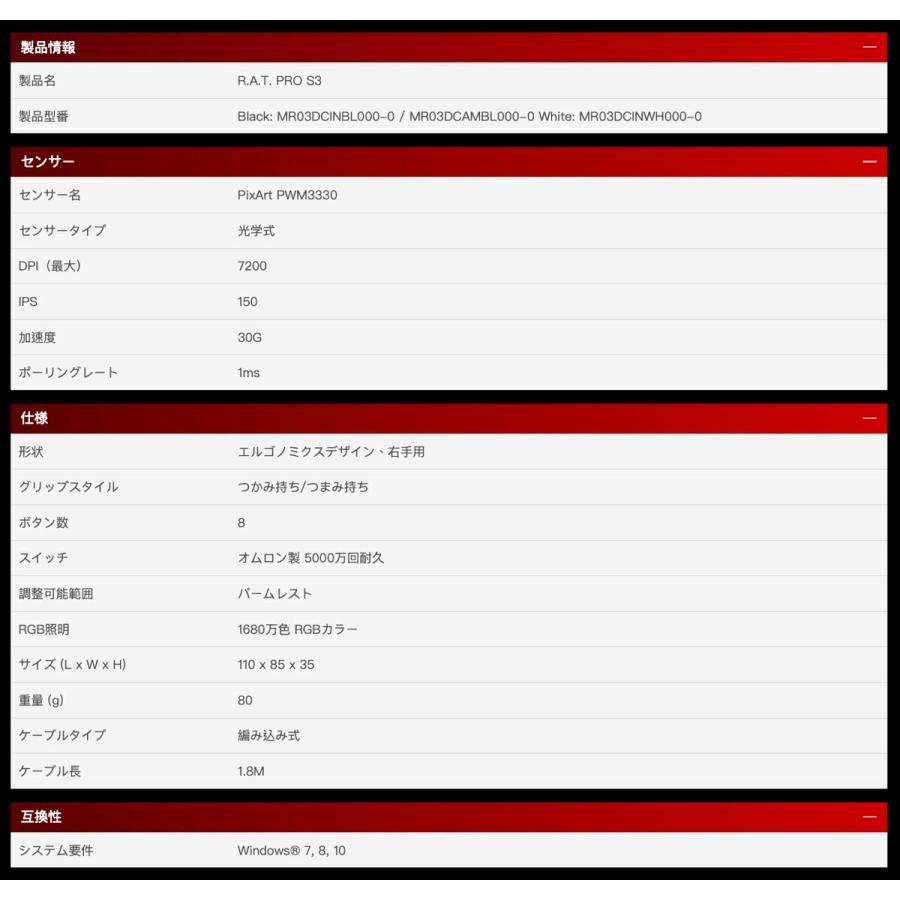 Mad Catz R.A.T. R.A.T. PRO S3 ゲーミングマウス RAT MR03DCINBL000-0J MADCATZ (06) | MAD CATZ | 05