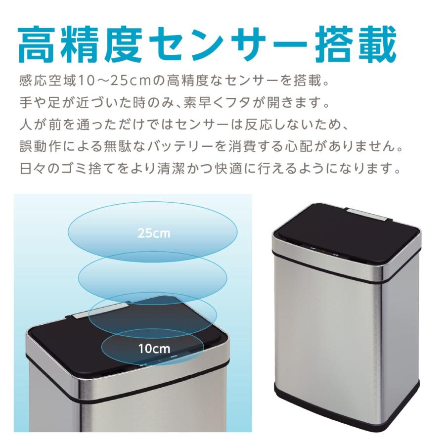 50L タッチレスセンサー搭載 自動開閉 ゴミ箱 ステンレス  トイレ デスク (16) |  | 02