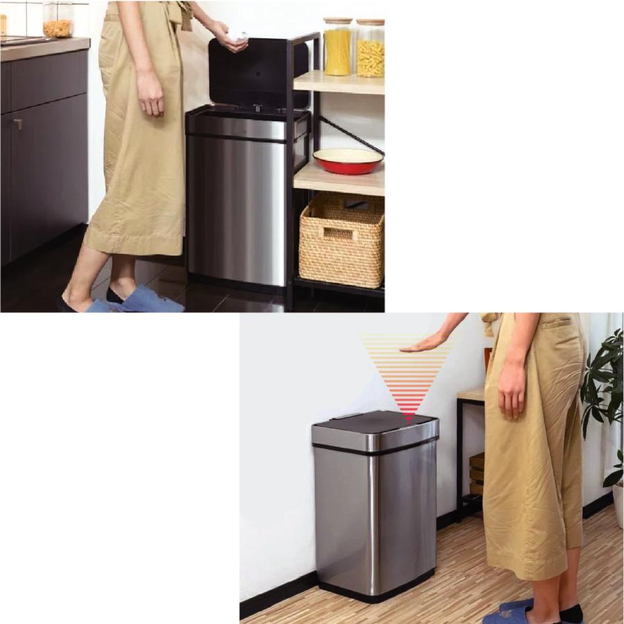 50L タッチレスセンサー搭載 自動開閉 ゴミ箱 ステンレス  トイレ デスク (16) |  | 04