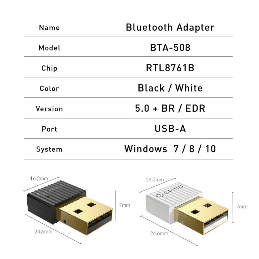 ORICO BTA-508 Bluetooth 5.0 USBアダプター BR EDR Realtek RTL8761B オリコ (2C) |  | 09
