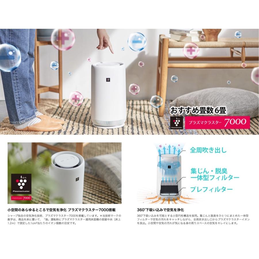 SHARP FU-RC01 小型 空気清浄機 プラズマクラスター 7000 スタンダード 6畳 ナイトライト FU-NC01-W シャープ (R) | SHARP | 01