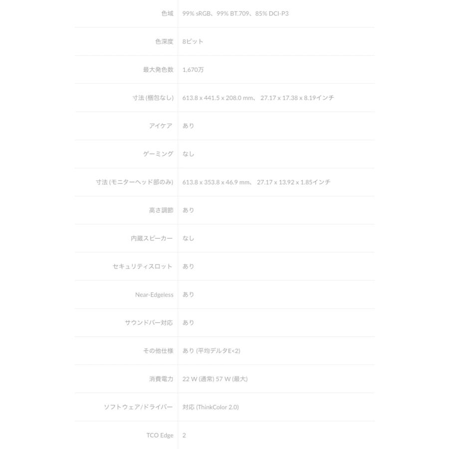 Lenovo P27q-20 ThinkVision 27インチ ドッキング機能付き ディスプレイ 61EAGAR6JP (16) | ThinkVision | 09