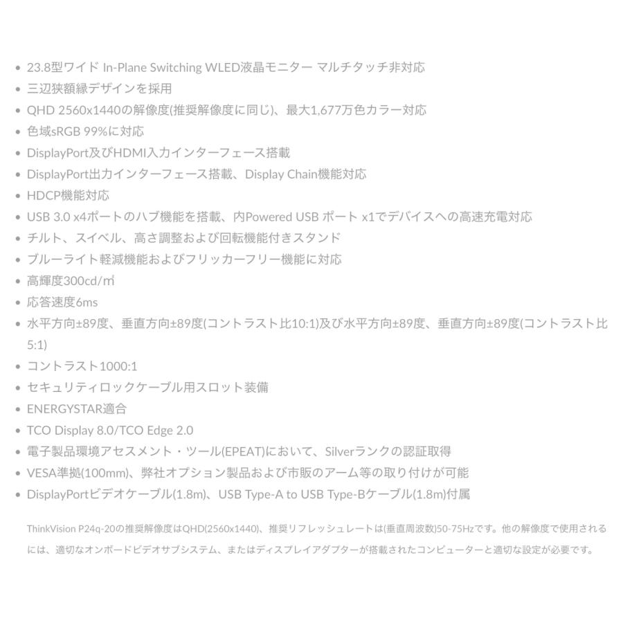 Lenovo P24q-20 ThinkVision 23.8インチ ドッキング機能付き 61F5GAR1JP (14) | ThinkVision | 07
