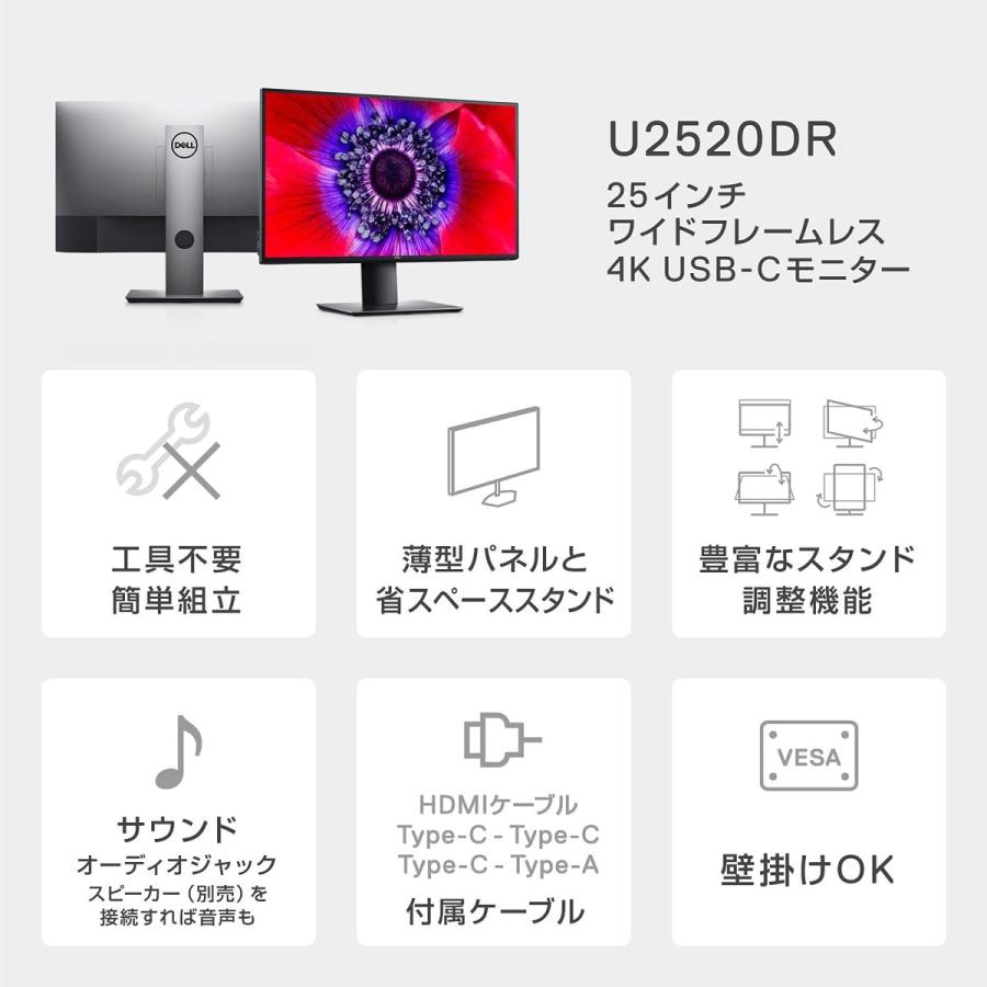 Dell U2520DR 25インチ HDR USB-C モニタ− DCI-P3 95％ ディスプレイ 液晶 デル (16) | DELL | 01
