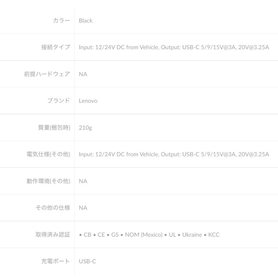 Lenovo 40AK0065WW 65W USB Type-C トラベル DCアダプター レノボ (06) | Lenovo | 02