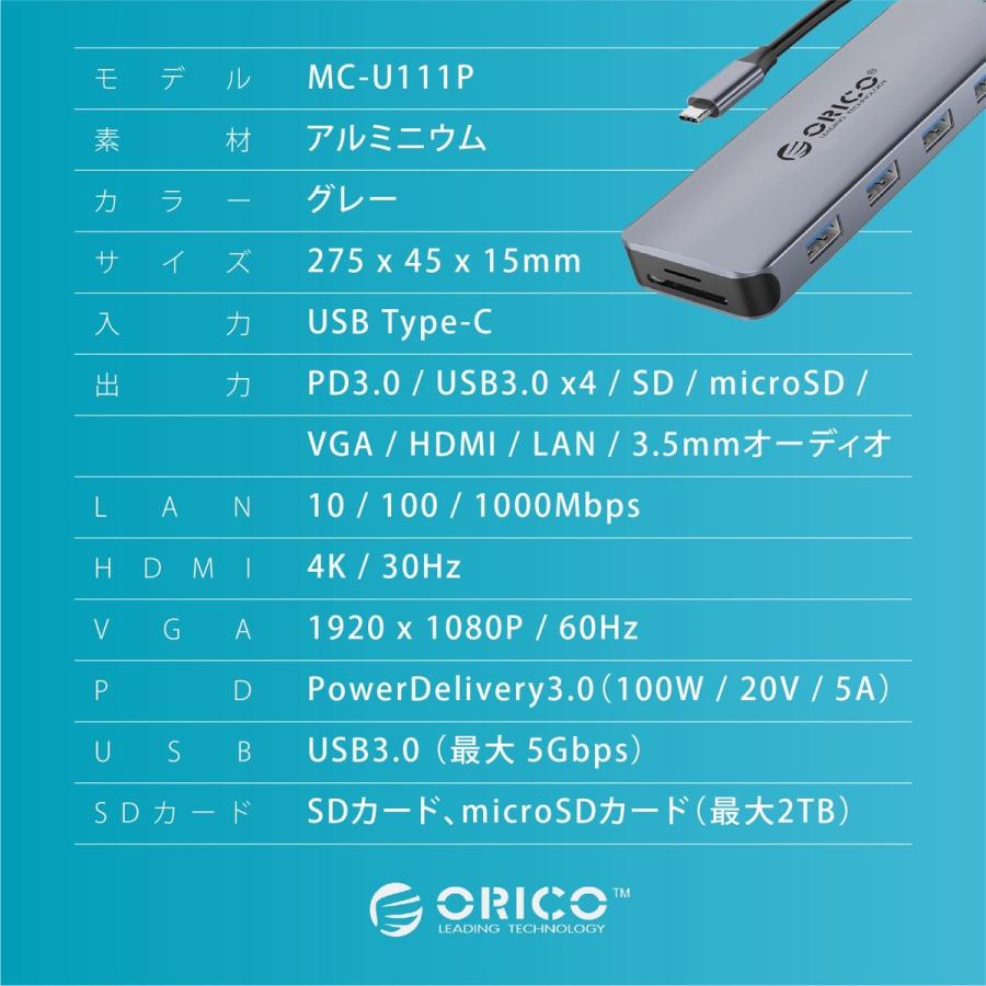 ORICO MC-U111P USB Type-C マルチ ドッキングステーション MC-U111P-V1-GY-BP オリコ (06) |  | 08