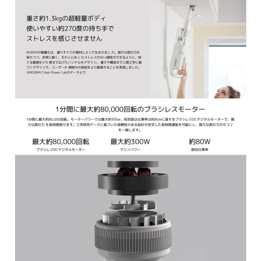ロイドミ F8E コードレスクリーナー サイクロン 80W  コードレス ROIDMI F8E-WH (12) |  | 03