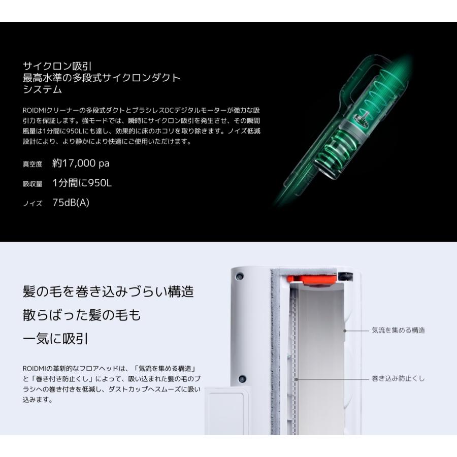 ロイドミ F8E コードレスクリーナー サイクロン 80W  コードレス ROIDMI F8E-WH (12) |  | 04