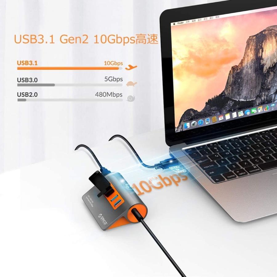 ORICO M3H4-G2 USB3.1ハブ Gen2 4ポート USBハブ 12V2A 10Gbps高速転送 オリコ (05) |  | 03
