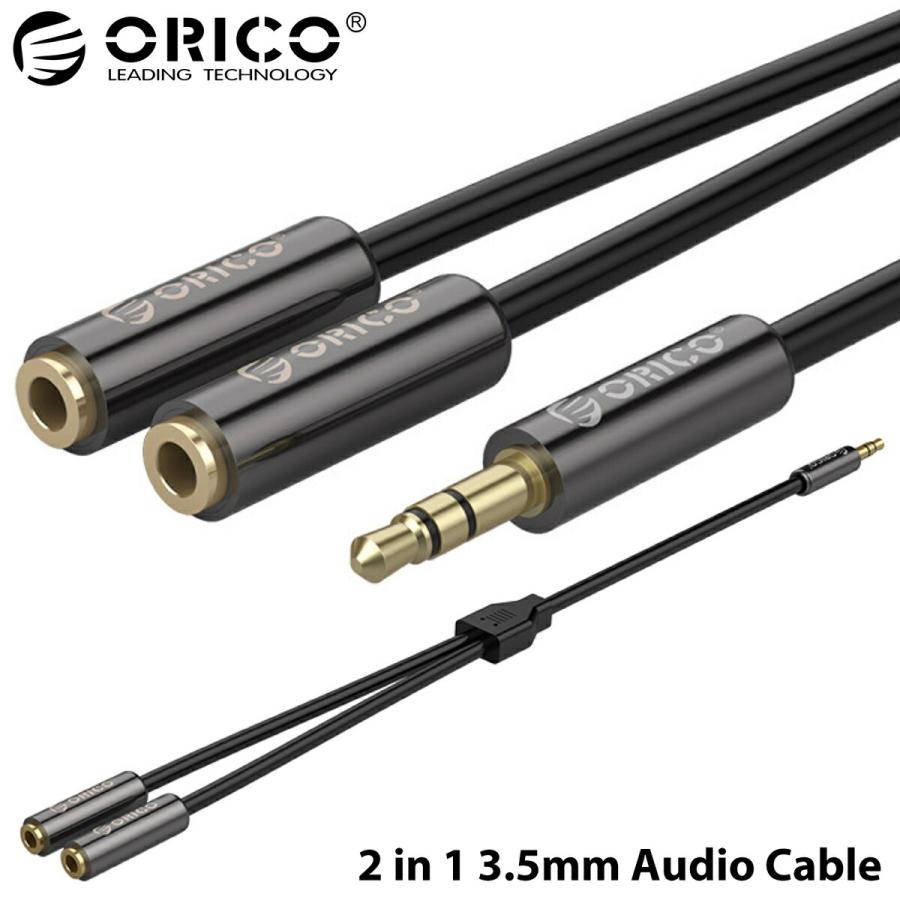 【処分特価】 ORICO AM-2F2 3.5mm オーディオ 分配ケーブル ステレオジャック AUX M to F 金メッキ オーディオケーブル 二股 2in1 0.25m オリコ (3C) | 