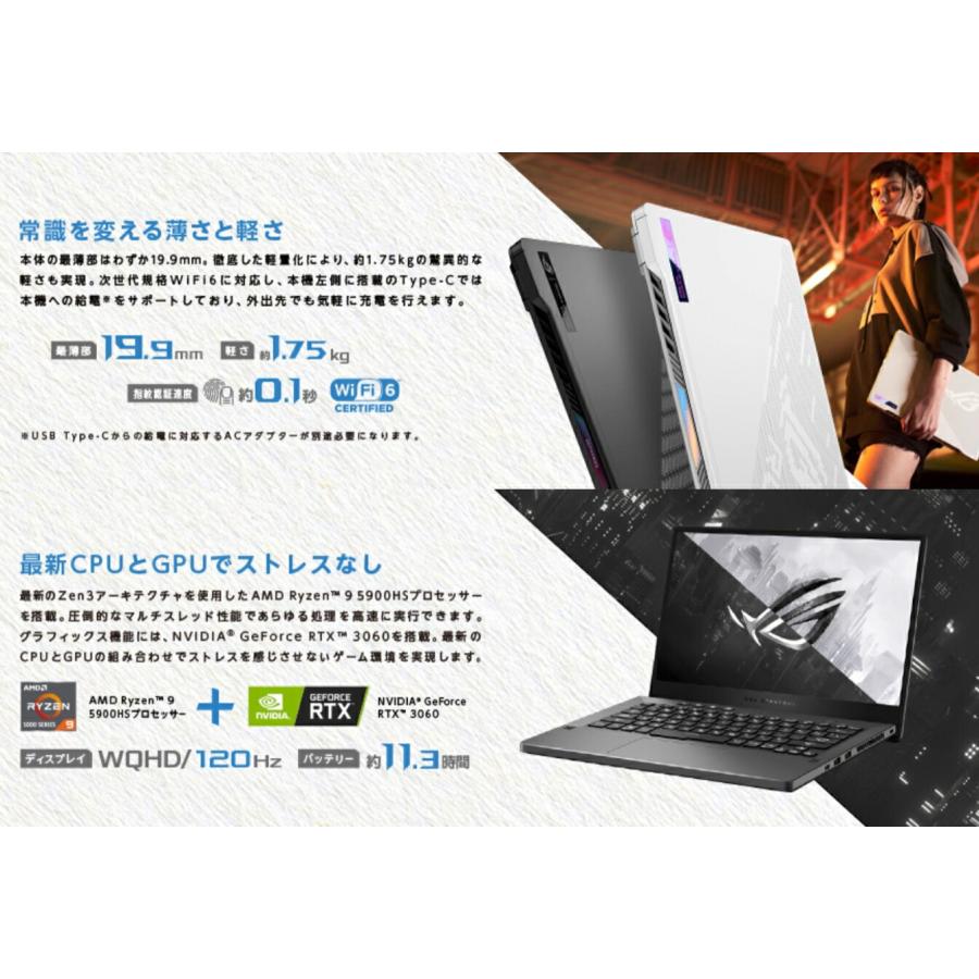 ASUS ROG Zephyrus G14 G14 GA401QM ゲーミング ノートパソコン Ryzen 9 14インチ GA401QM-R9R3060 (10) | ROG | 02