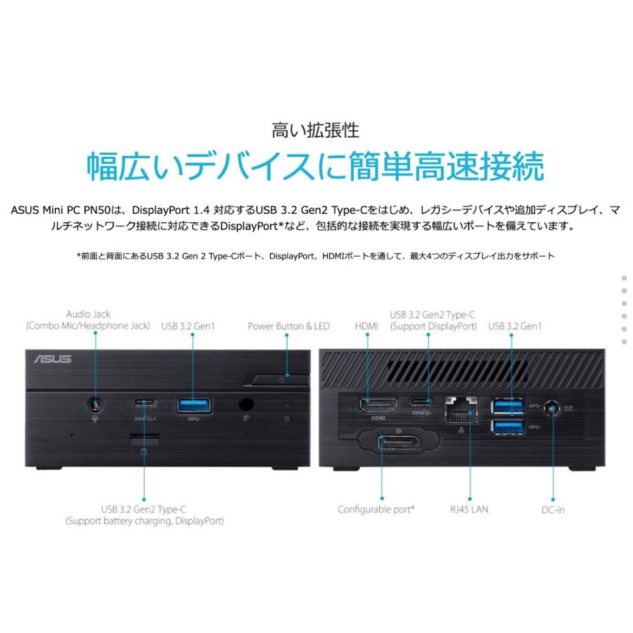 ASUSTek ミニPC PN50-BBR027MD AMD Ryzen R7 4700U 大容量メモリ 64G Intel Wi-Fi 6 AX200 ブラック エイスース | ASUS | 02