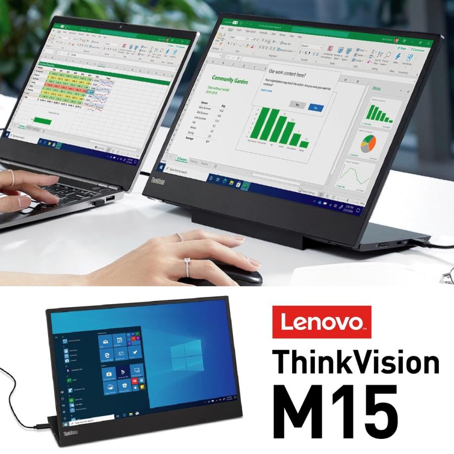 ThinkVision Lenovo M15 15.6型 モバイルモニター USB Type-C レノボ