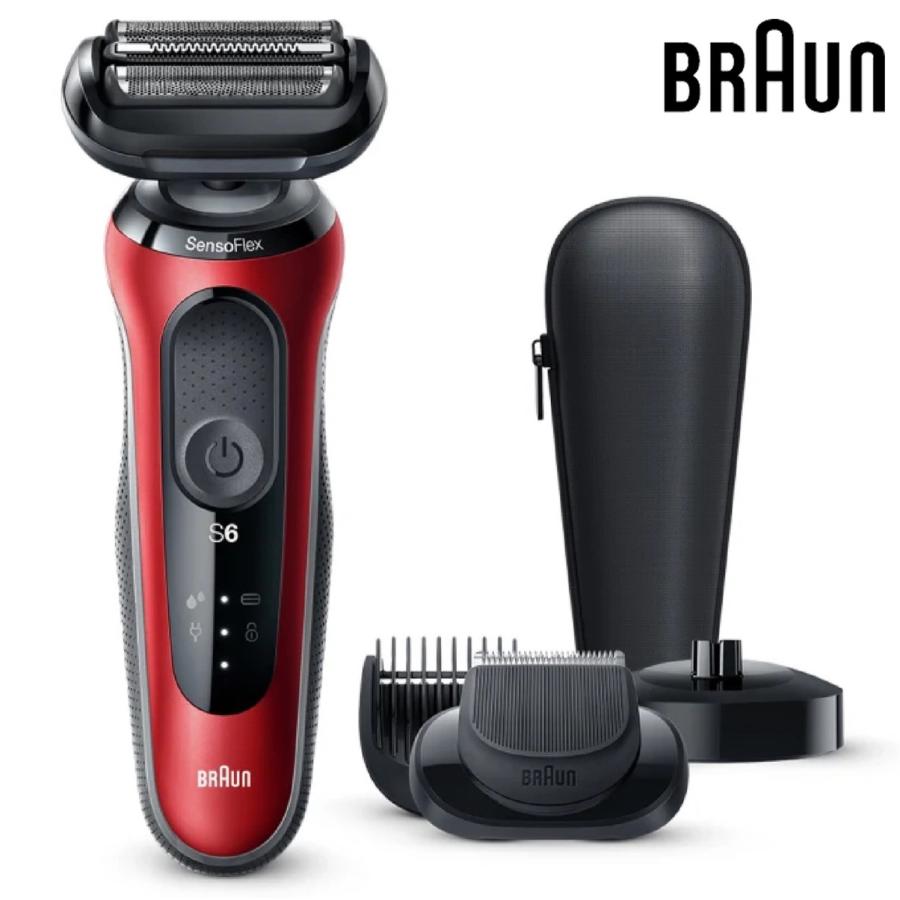 BRAUN 60-R4500CS Series 6 密着 充電式 シェーバー ディープキャッチ網刃 レッド ブラウン シリーズ6 (06) | BRAUN