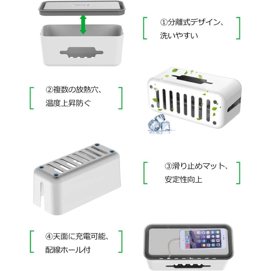 ORICO CMB-28-WH ケーブルボックス Lサイズ ホワイト グレー 43x18x16cm 配線ボックス CMB-28 オリコ (08) |  | 02