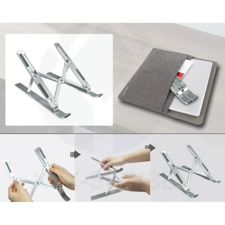 TR-PST002 ノートパソコン タブレット スタンド アルミ合金製 コンパクト 折りたたみ式 専用ポーチ付 (C) |  | 06