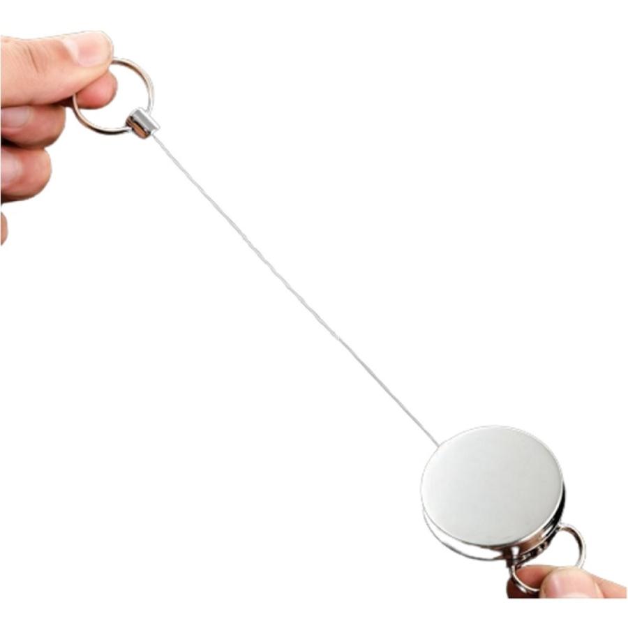 TR-STP007 カラビナ クリップ 付き 伸縮ストラップ ワイヤータイプ シルバー 伸縮自在 鍵 懐中電灯 小さめ 工具 落下 紛失 防止 リール ストラップ アウトドア |  | 01