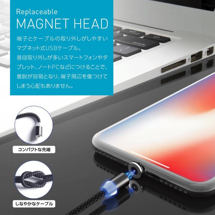TR-MA002-20 マグネット式 充電用 USBケーブル 2m USB Type-Aケーブル ＋ microUSB USB-C TypeC  (C) |  | 01
