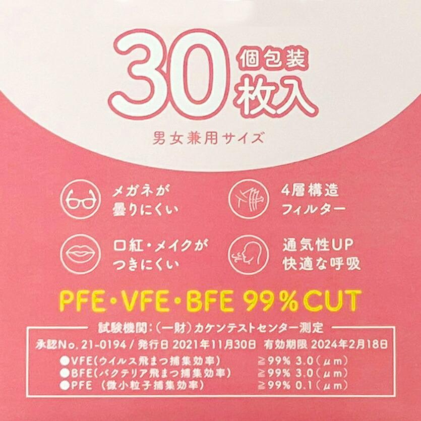 【40箱 1200枚セット】立体構造 4層 不織布 マスク 個包装 ピンクベージュ (10) |  | 02