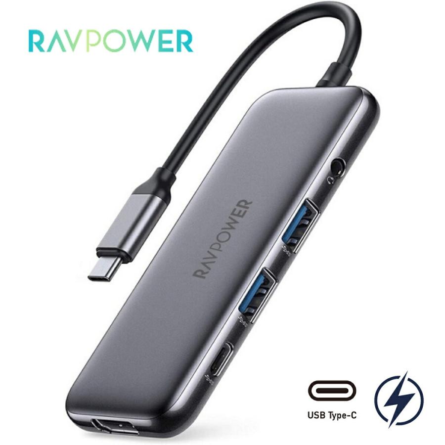 RAVPOWER USB Type-C 多機能ハブ PD 100W 急速充電 4K SDHC SDXC ラヴパワー (C) RP-UC1001 | 