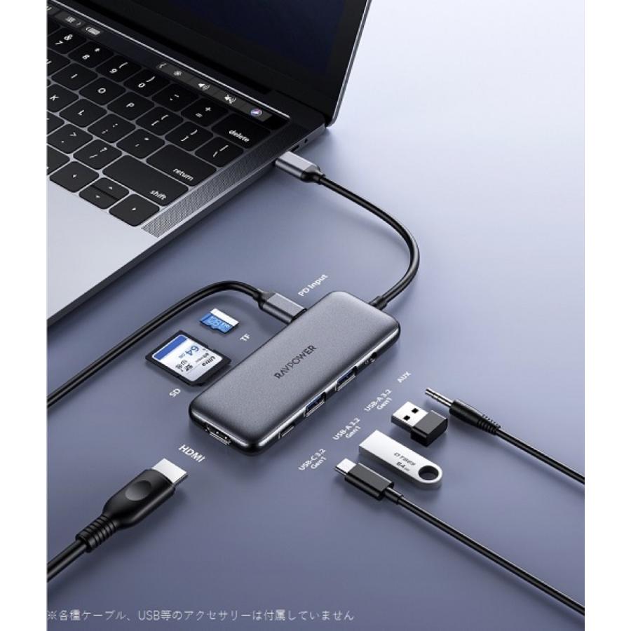 RAVPOWER USB Type-C 多機能ハブ PD 100W 急速充電 4K SDHC SDXC ラヴパワー (C) RP-UC1001 |  | 01