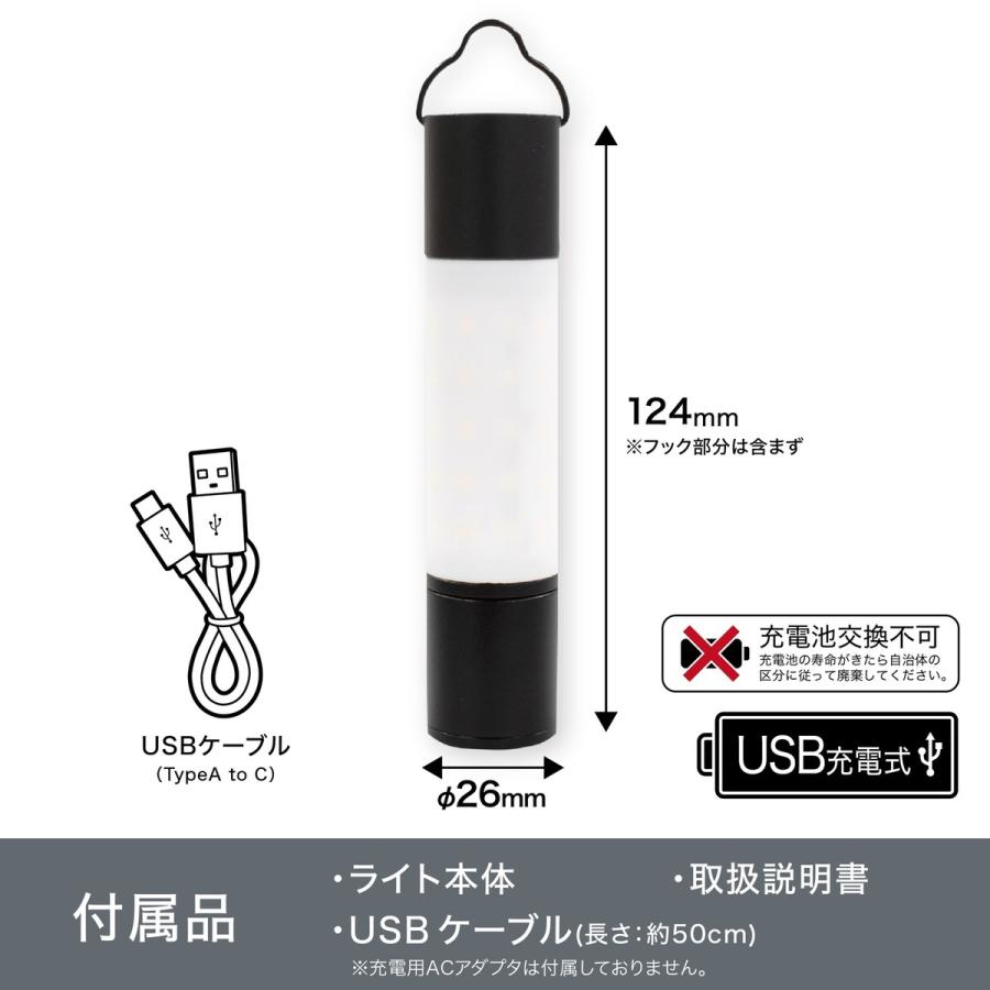 ポケットランタン USB 充電式 吊り下げ フック付き 2WAY 300ルーメンType-C IPX5 Pocket Lanthanum(C) |  | 06