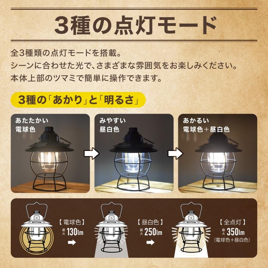 LED レトロランタン USB 充電式 昼光色 昼白色 電球色 調色 調光 350ルーメン Type-C オイルランタン風デザイン (08) |  | 03