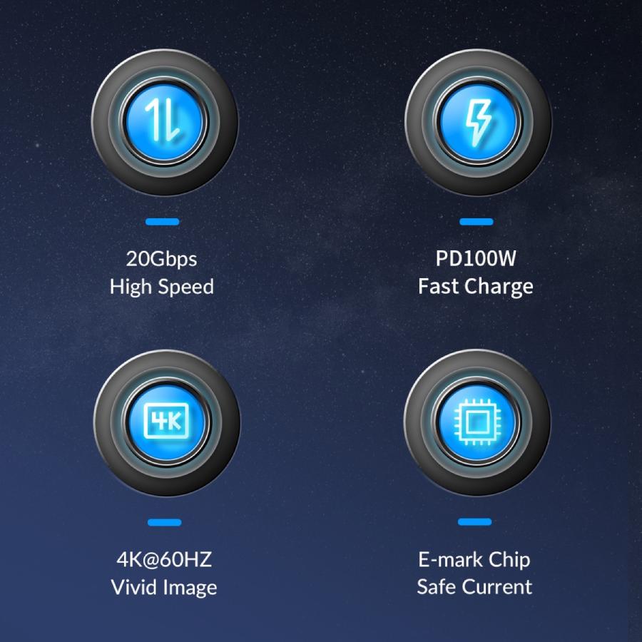 【処分特価】 ORICO ACC32-10-BK-BP USB-C 2 in 1 データケーブル 1m USB Type-C & Type-A 【パッケージレス】(2C) |  | 02