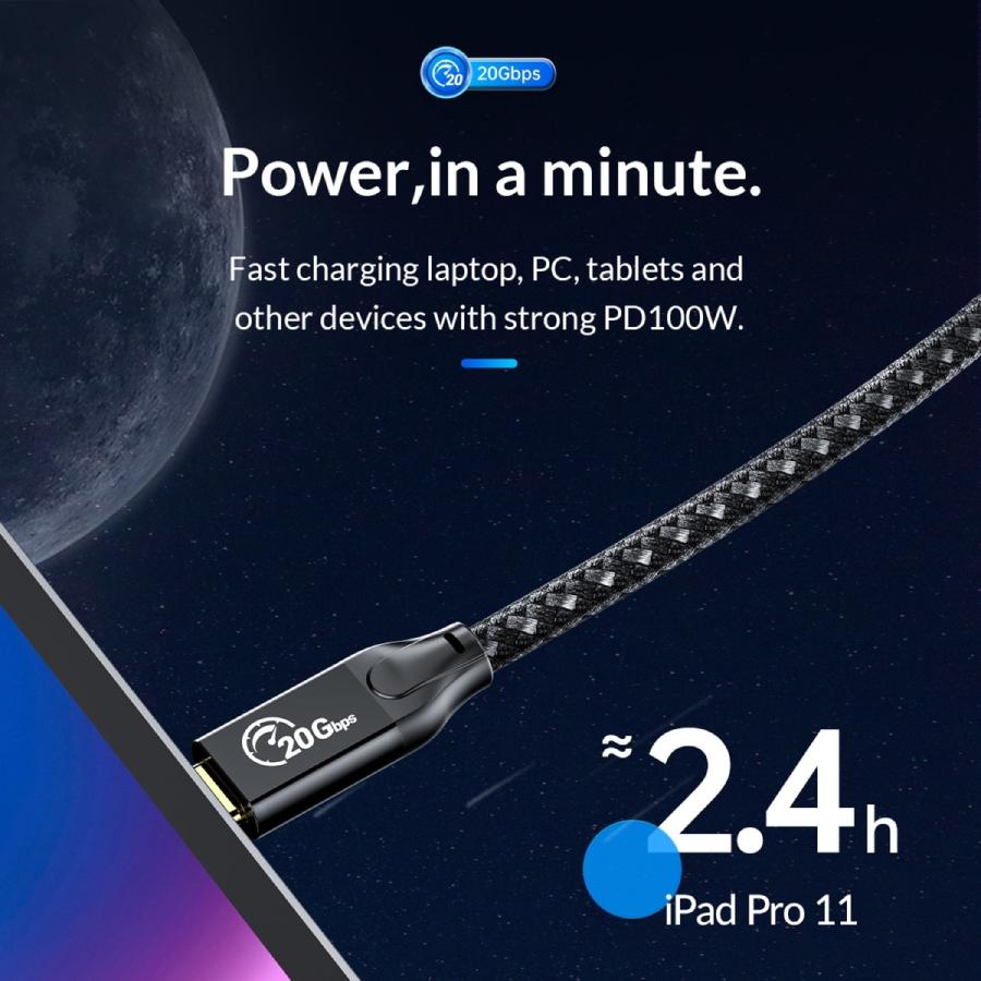 【処分特価】 ORICO ACC32-10-BK-BP USB-C 2 in 1 データケーブル 1m USB Type-C & Type-A 【パッケージレス】(2C) |  | 04