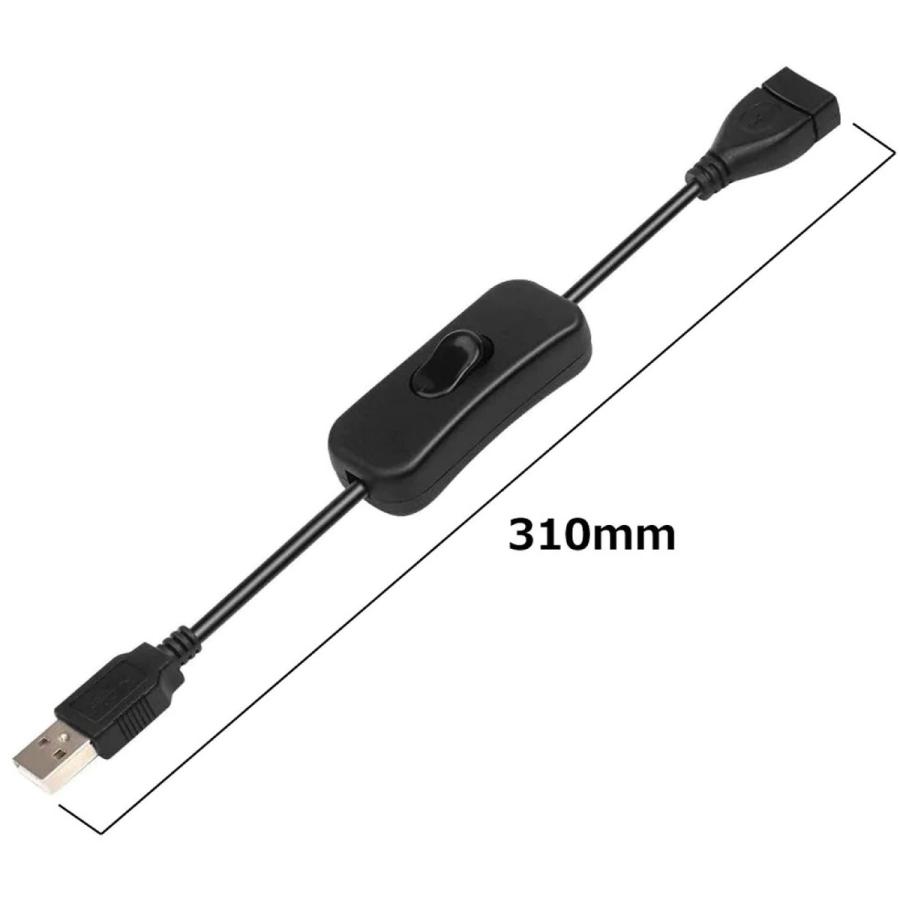 TR-USC001 ON OFF スイッチ付き USB 延長ケーブル ブラック Type-A 31cm LEDライト デスクファン (C) |  | 01