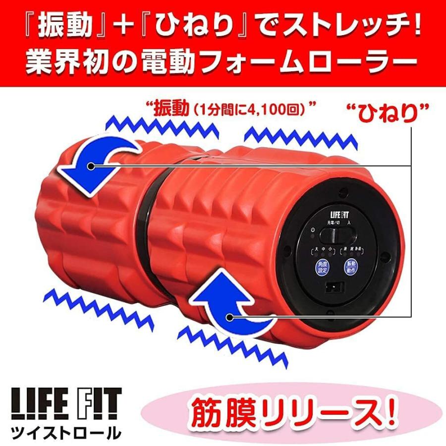 LIFEFIT Fit009 ツイストロール 充電式 3段階角度調整 振動調節 電動 ストレッチロール フォームローラー 筋肉 柔軟 ストレッチ 肩 腰 足 姿勢 改善 収納袋付き |  | 02