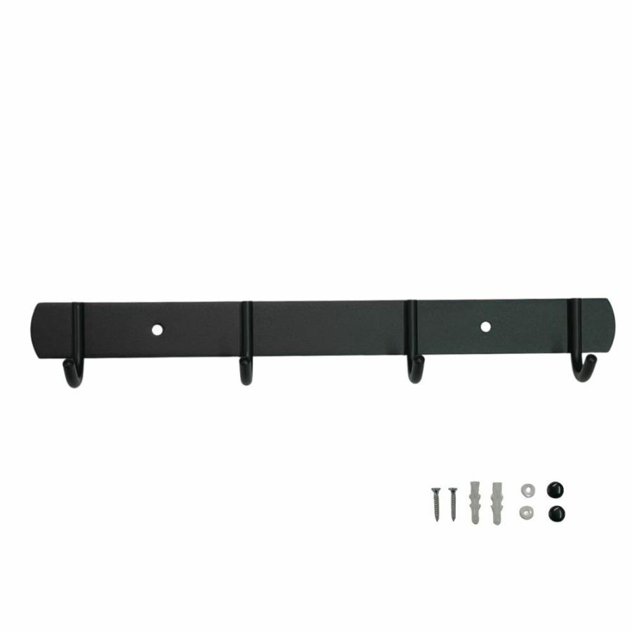 TR-KF001-4 壁面用 ステンレスフック 4連 ブラック 耐荷重10kg 壁 棚 防水 ウォールハンガー 黒 (06) | 