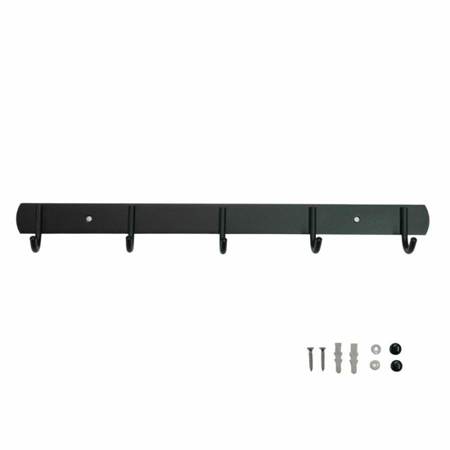 TR-KF001-5 壁面用 ステンレスフック 5連 ブラック 耐荷重10kg 壁 棚 防水 ウォールハンガー 黒 (06) | 