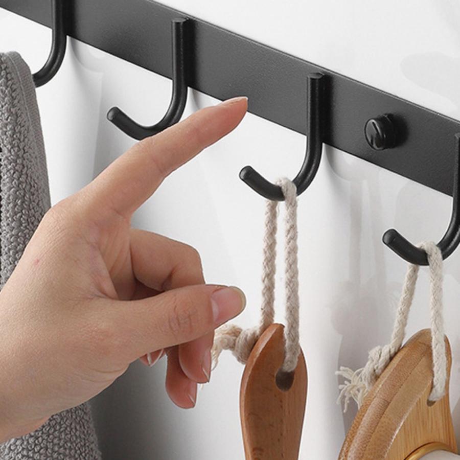 TR-KF001-6 壁面用 ステンレスフック 6連 ブラック 耐荷重10kg 壁 棚 防水 ウォールハンガー 黒 (06) |  | 02