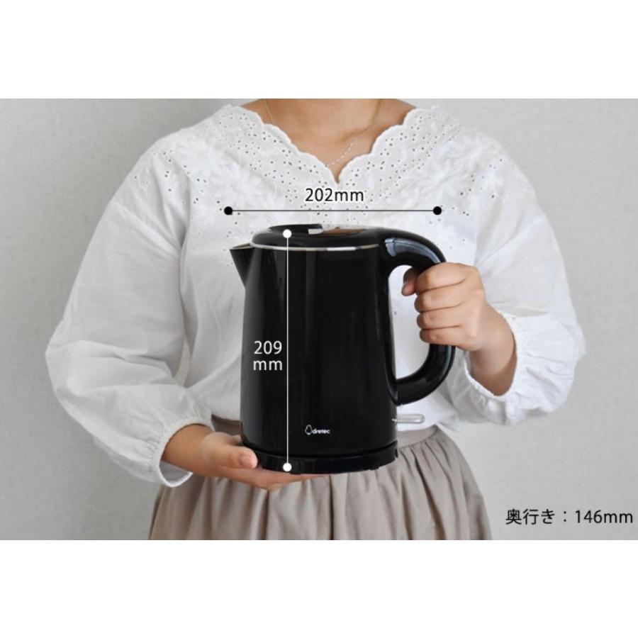 dretec PO-360WT 電気ケトル 1.0L タルボ 水量目盛付き ホワイト PO-360WTDI PO-360 ドリテック (08) | ドリテック | 03